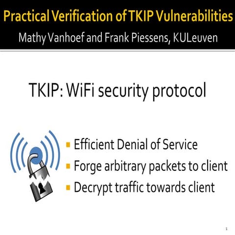 Practical Verification of TKIP Vulnerabilities