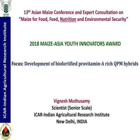 Asia Maize Youth Innovators Award Vignesh Muthusamy