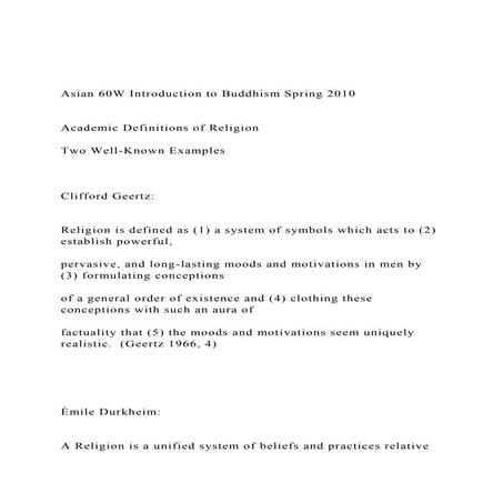 Asian 60W Introduction to Buddhism Spring 2010 Academic .docx