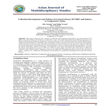 Collection Development and Policies of Central Library IIT BHU and Indore: A ...
