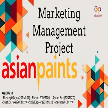 Marketing Management Project on ASIAN PAINTS | PPTX