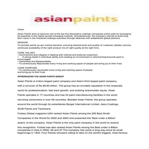 Asian paints - Adverising effectiveness study