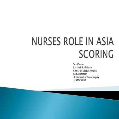 Computerised Asia scoring for SCI- Nursing role