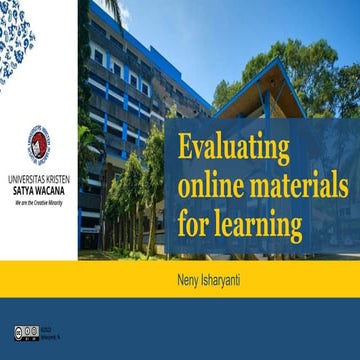 Workshop:  Evaluating online materials for learning