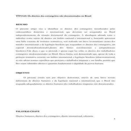 The rights of non-documented aliens in Brazil