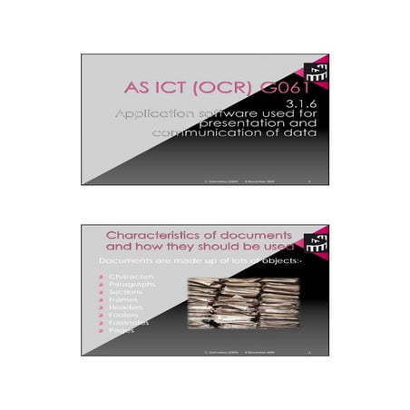 As Ict (Ocr) G061 3.1.6 Application Software used for the Presentation & Comm...