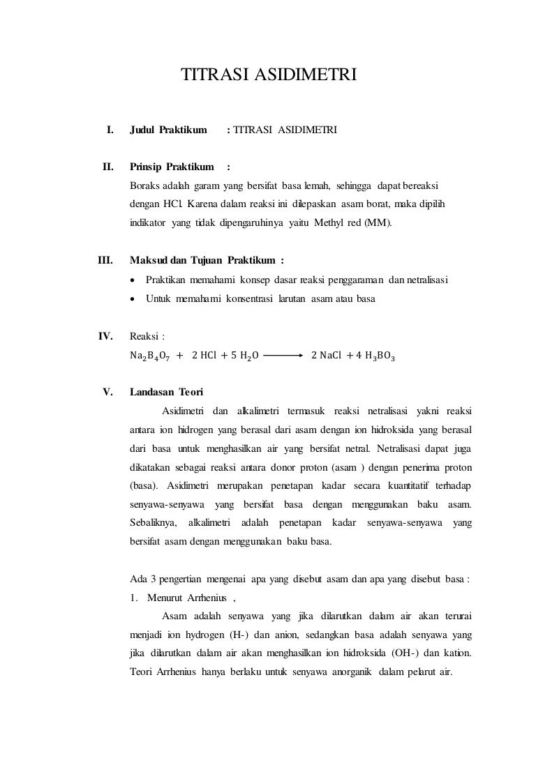 Laporan Praktikum Asidimetri
