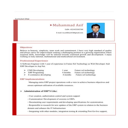Asif khan cv update