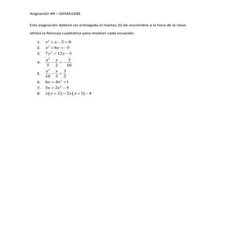 Asignación #9 – GEMA1200