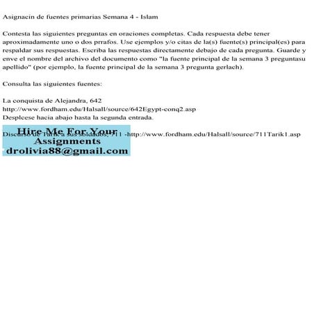 Asignaci N De Fuentes Primarias Semana 4 IslamContesta Las Sig pdf
