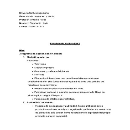 NIKE PROGRAMA DE PROMOCION EFICAZ