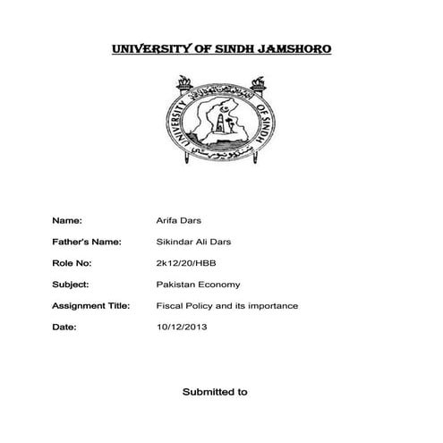 Asignment arifa-fiscal policy and its importance