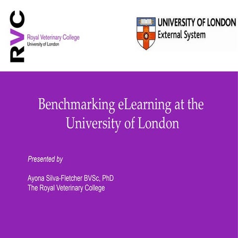 CDE Conference, 09/02/09. A Silva-Fletcher: E-Benchmarking