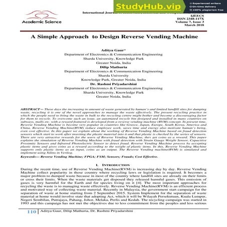 A Simple Approach To Design Reverse Vending Machine