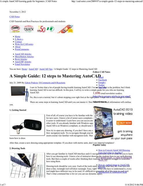 A simple auto cad learning guide for beginners   cad notes