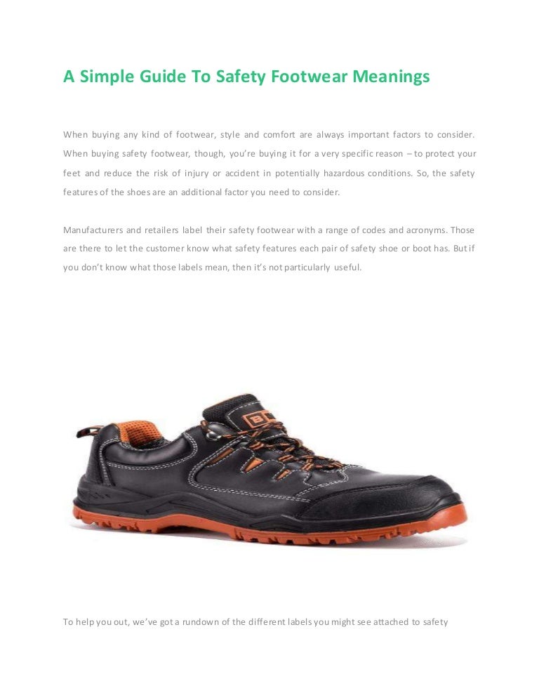 A simple guide to safety footwear meanings