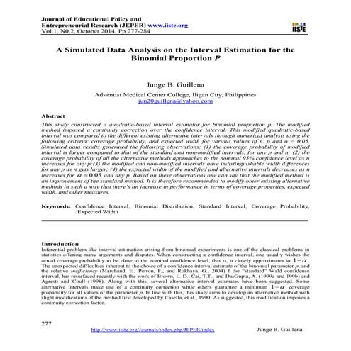 A simulated data analysis on the interval estimation for the 
