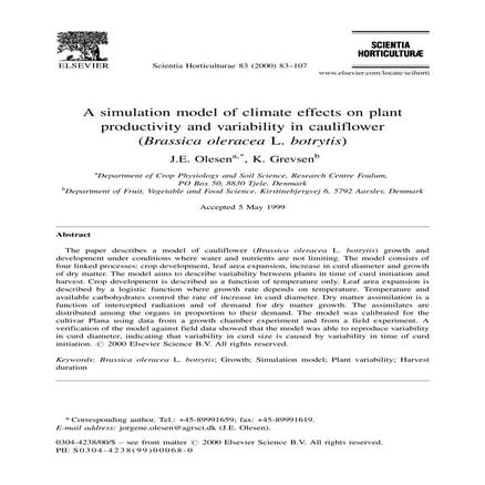 A simulation model of climate effects on plant