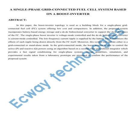 Single phase grid connected fuel system based on boost inverter | PPTX