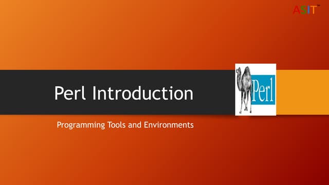 Learn PERL at ASIT | PPT | Free Download