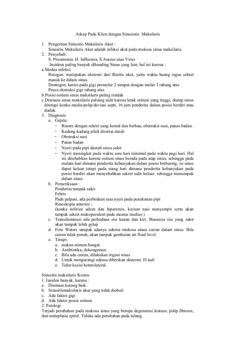 Laporan Pendahuluan Askep Rinosinusitis Pdf Doc