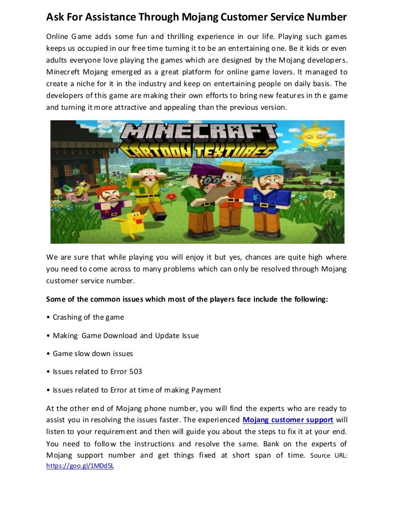 Mojang Customer Service Number bestaup