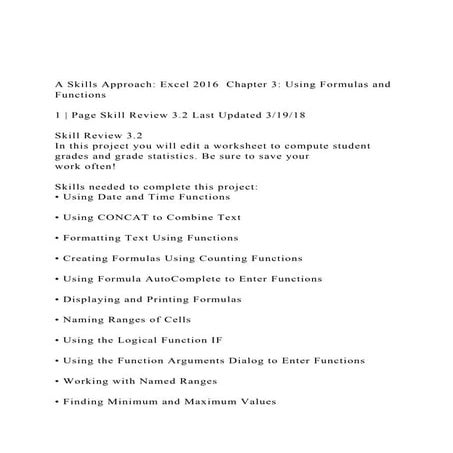 A Skills Approach Excel 2016 Chapter 3 Using Formulas and F.docx
