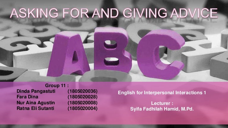 Asking For And Giving Advice English For Interpersonal