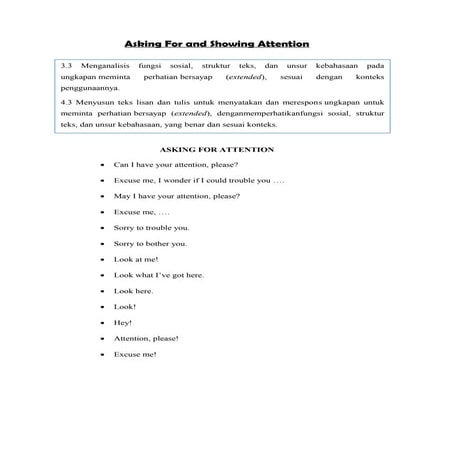 Asking for and showing attention