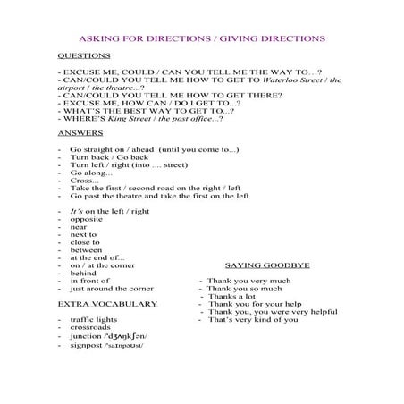 Asking for directions