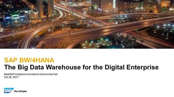 #asksap Analytics Innovations Community Call: SAP BW/4HANA - the Big Data War...