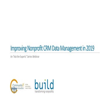 Improving Nonprofit CRM Data Management in 2019 - Build Consulting and Commun...
