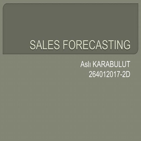 Sales Forecasting