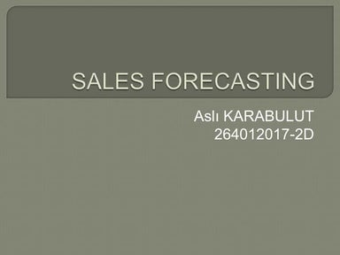 Sales Forecasting