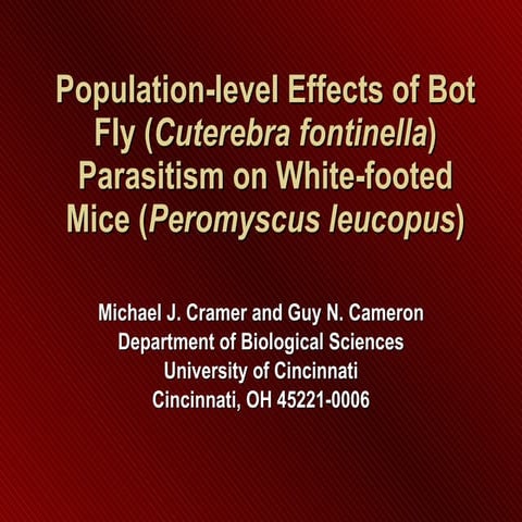 Population-level effects of bot fly (Cuterebra fontinella) parasitism on whit...