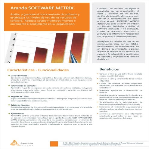 Aranda SOFTWARE METRIX - Datasheet | PDF