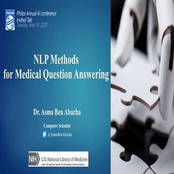 NLP Methods for Medical Question Answering (Philips AI 2020) | Dr. Asma Ben A...