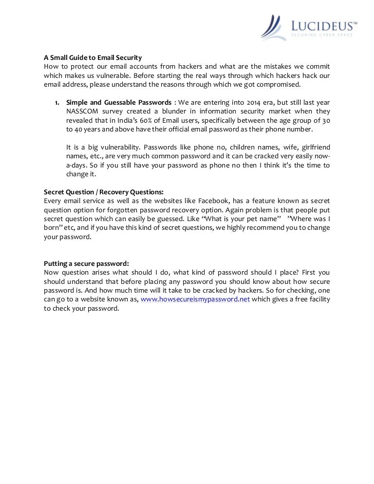 A Small Guide To Email Security Lucideus Labs Ethical