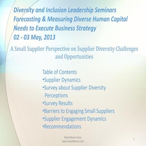 2013 Conference board Leadership Seminars Diversity and Inclusion 