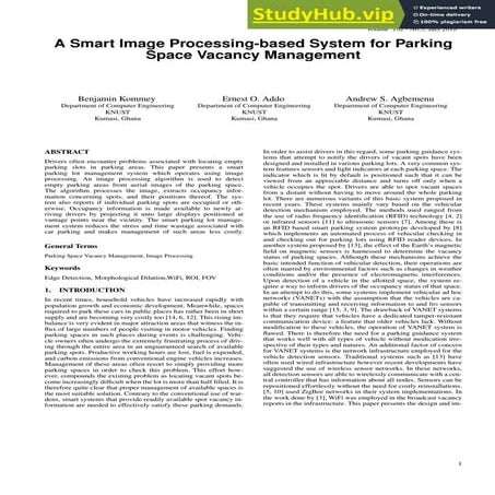 A Smart Image Processing-Based System For Parking Space Vacancy Management