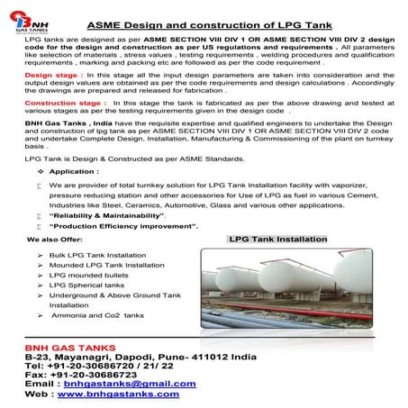 Asme design and construction of lpg storage tank installation
