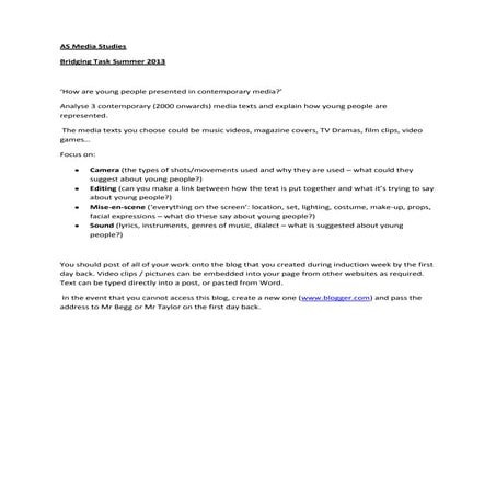 As media studies bridging task