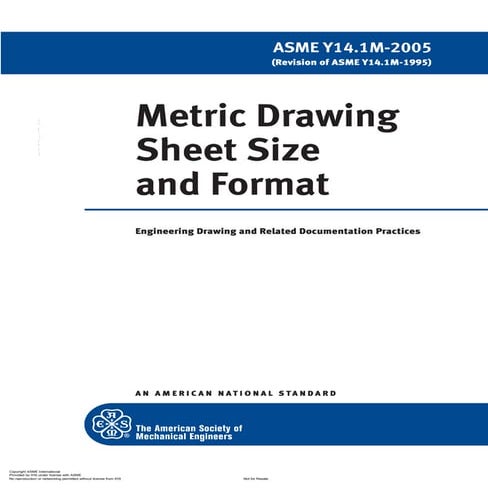 ASME Y14.1M-2005: Metric Drawing Sheet Size and Format Standards | PDF