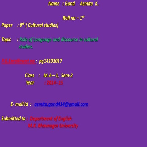 Role of language and discourse into the cultural studies