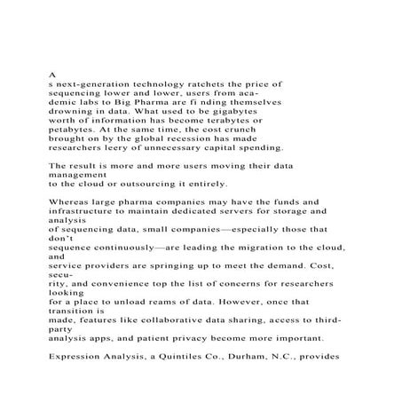 As next-generation technology ratchets the price of sequen.docx