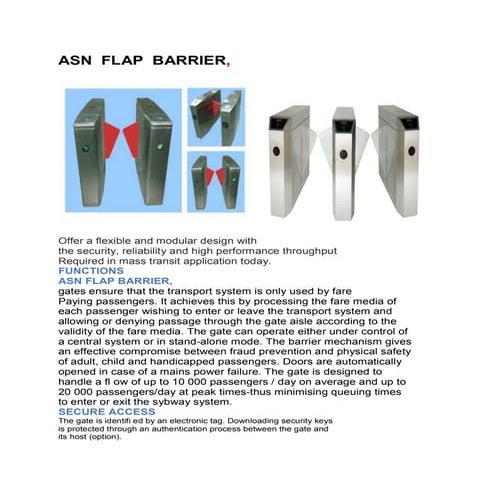 Asn flap barrier technical data