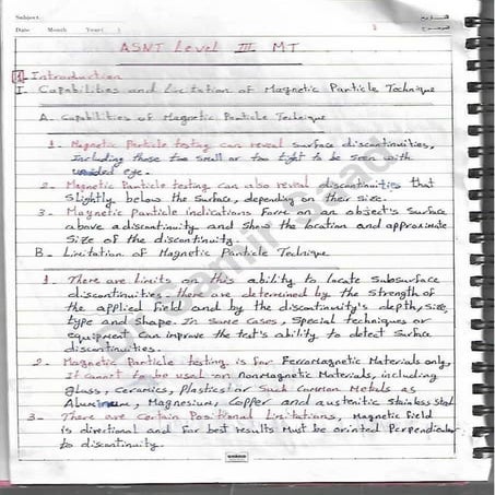 ASNT Magnetic Particle Testing (MT) Level III Notes-Dr. Samir Saad (Handwriting)