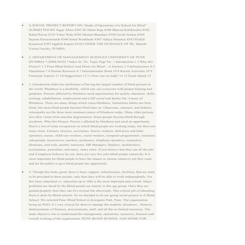 A social project report on