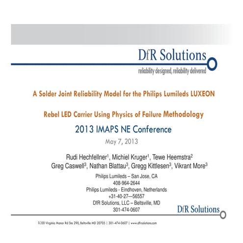 A solder joint reliability model for the philips lumileds luxeon rebel led  c...