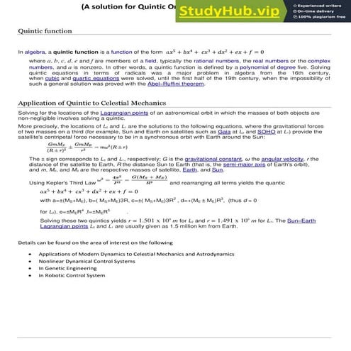 Quintic Function